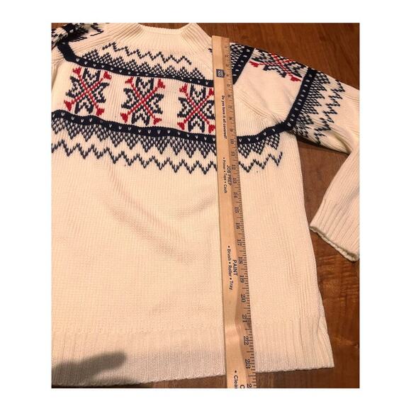 MG Vintage Sweater JCPenny Cream Blue Fair Isle Medium Womens - Picture 3 of 5